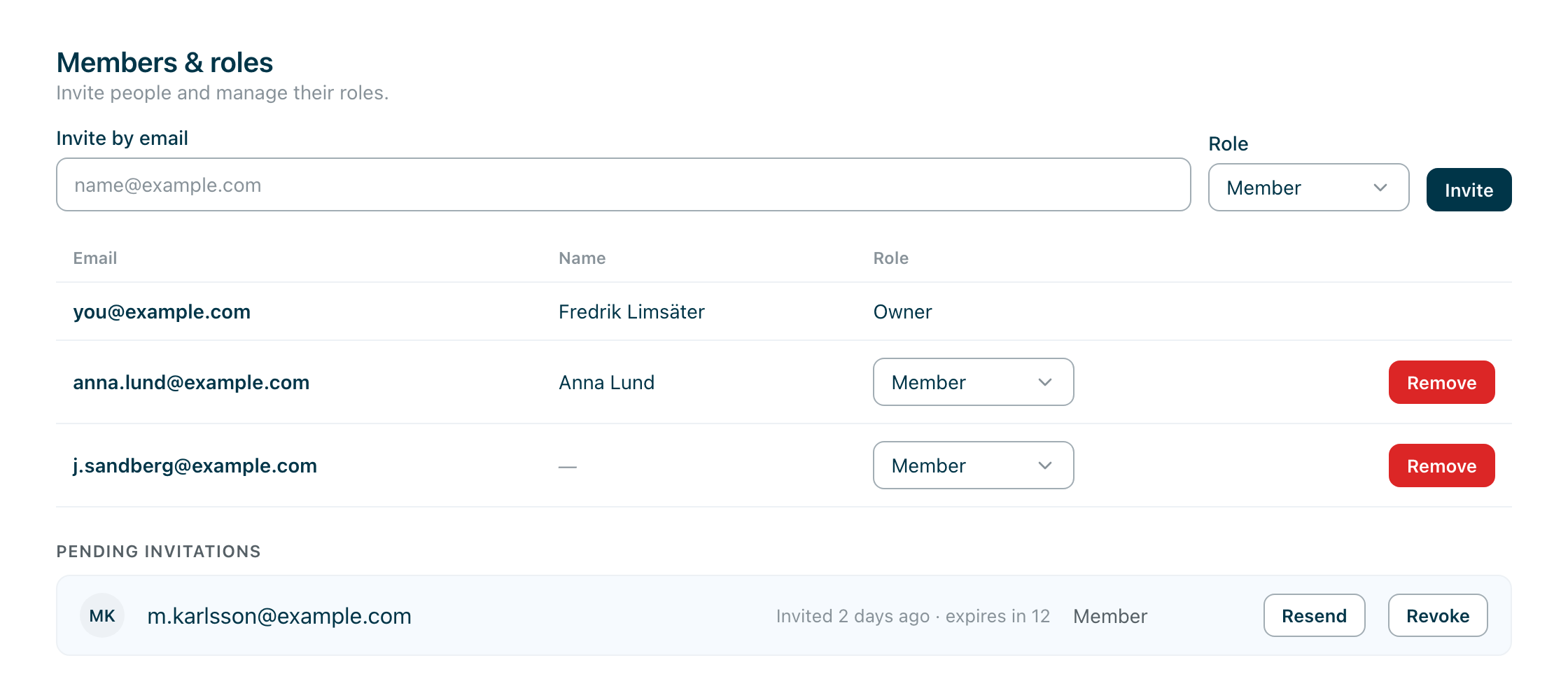 Members & roles in Settings